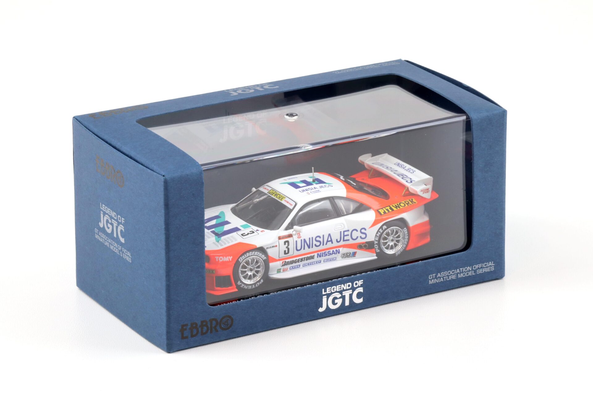 1:43 Ebbro Nissan Skyline R33 UNISIA JECS Skyline #3 JGTC 1998 HDF white/orange