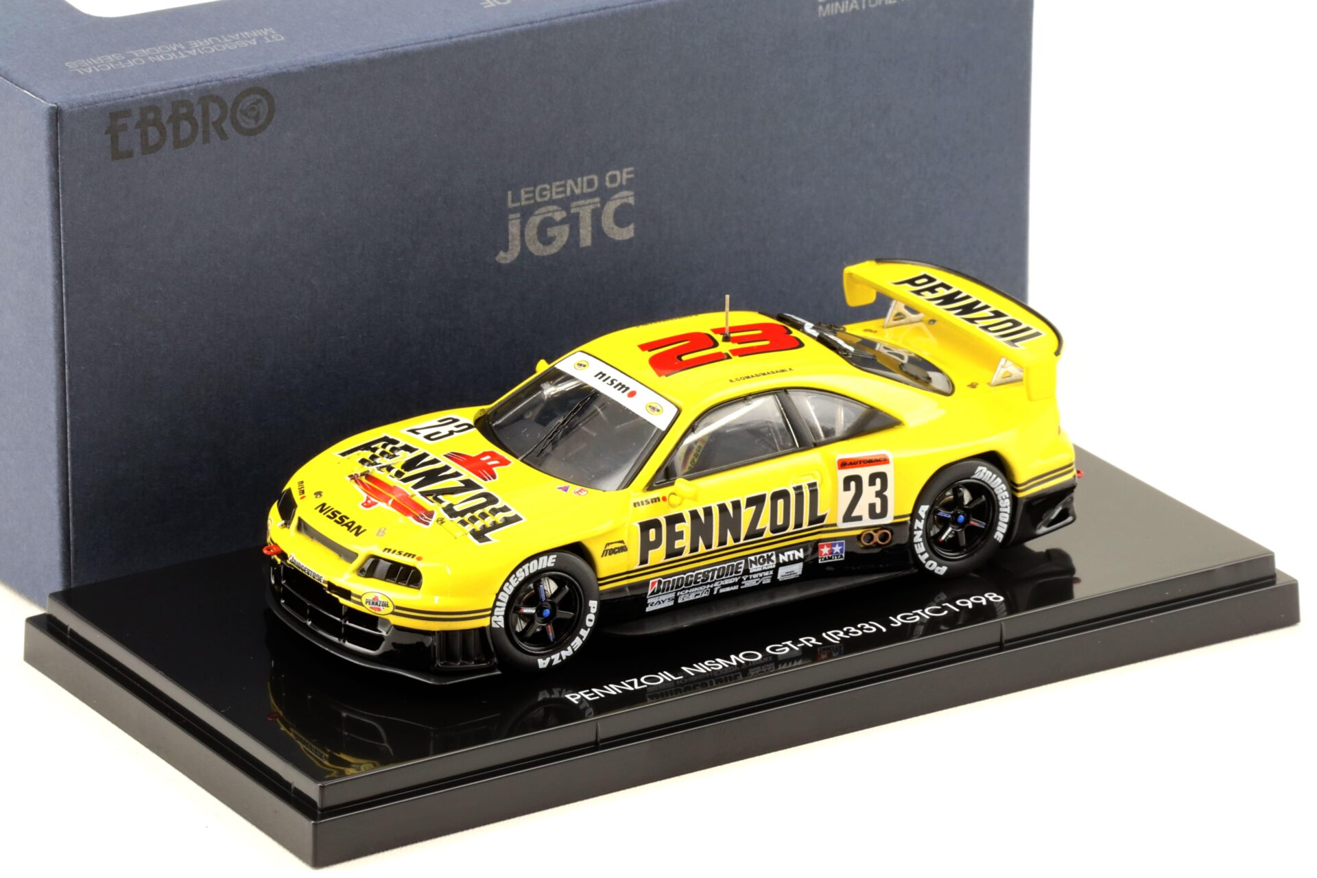 1:43 Ebbro Nissan GT-R R33 PENNZOIL NISMO GT-R #23 JGTC 1998 yellow