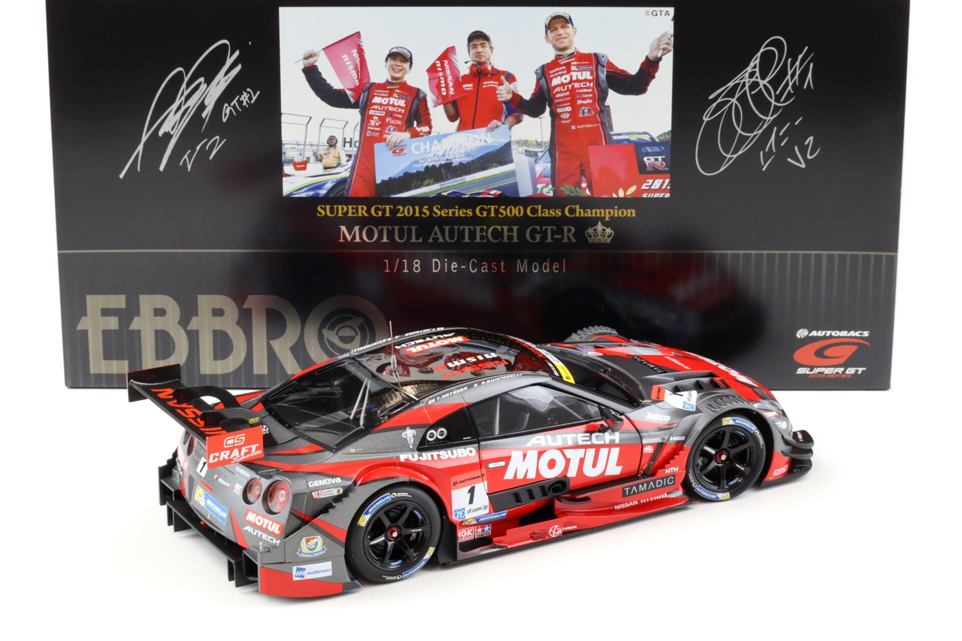 1:18 Ebbro Nissan GT-R Super GT500 2015 Champion Car MOTUL AUTECH #1