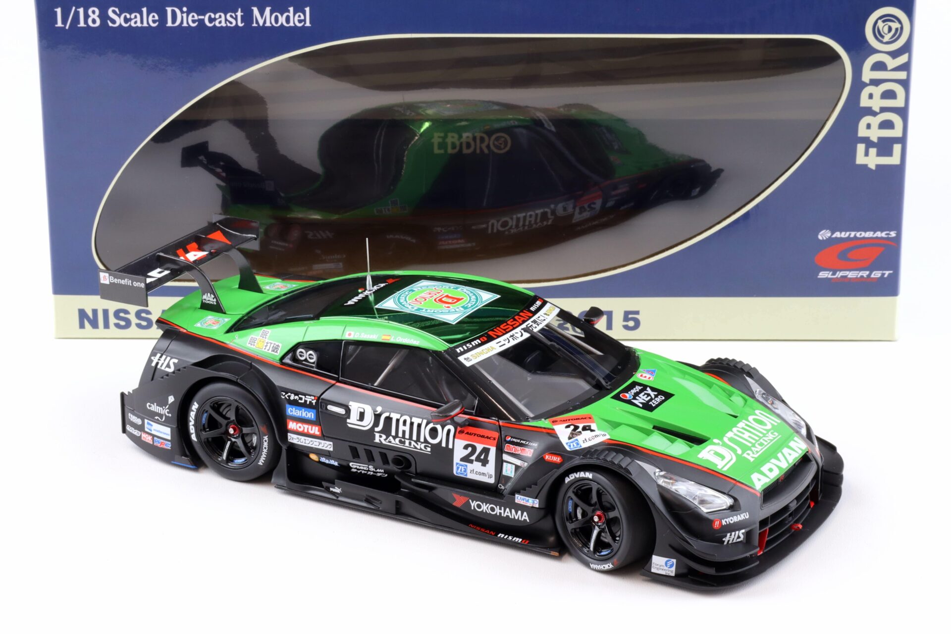 1:18 Ebbro Nissan GT-R Super GT500 2015 Rd.1 Okayama DÂ´station ADVAN #24