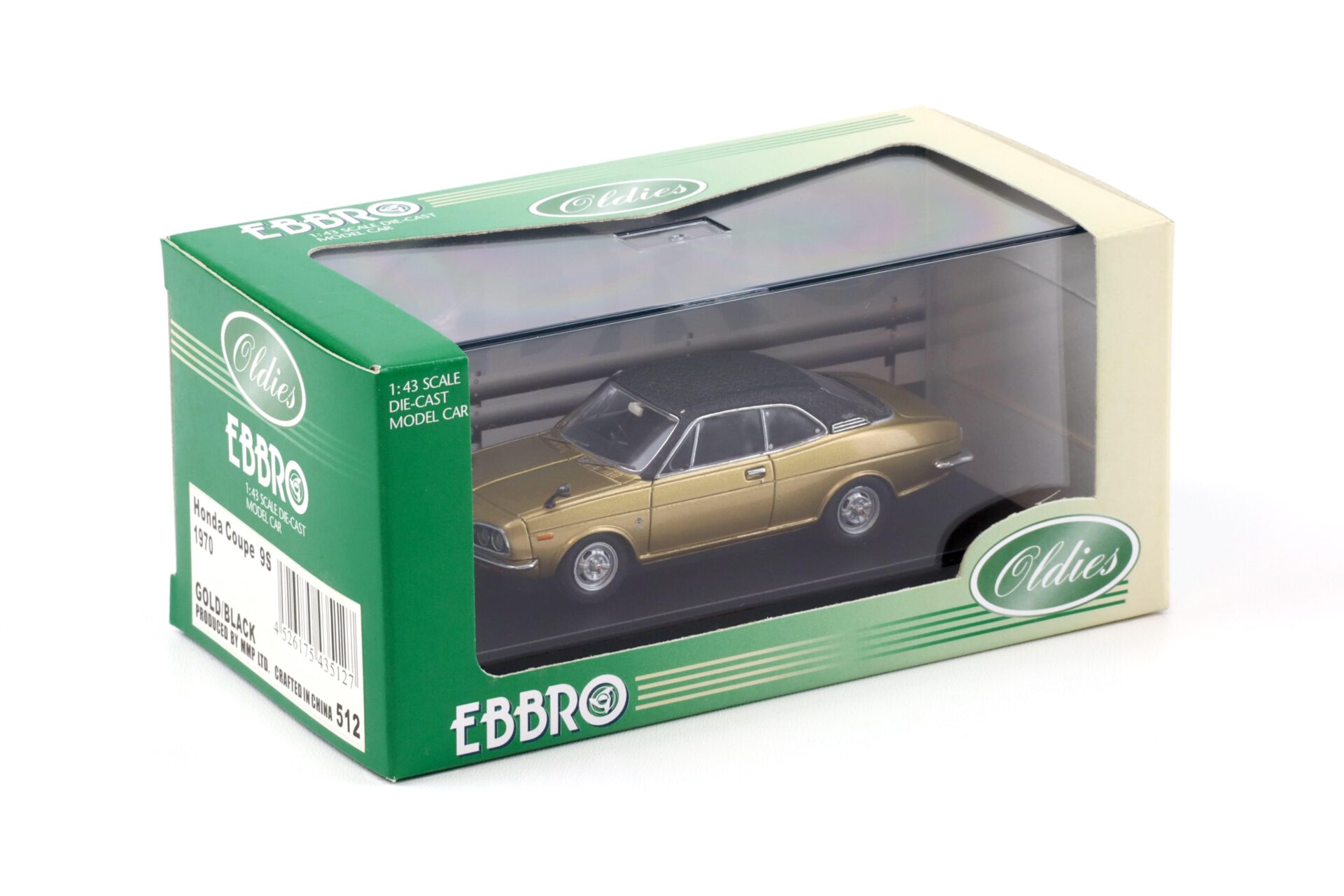 1:43 Ebbro Honda Coupe 9S 1970 Air Cooled gold metallic/ black vinyl roof