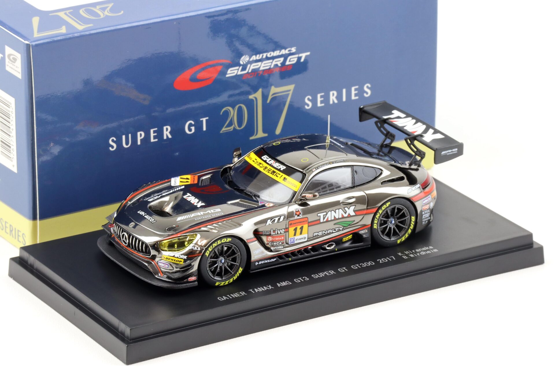 1:43 Ebbro Mercedes AMG GT3 Super GT300 GAINER TANAX AMG 2017 #11 Hiranaka