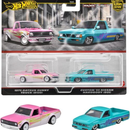 1:64 Hot Wheels 2024 Premium 2-Pack Datsun Sunny Truck (B120) + Custom Nissan Hardbody 979P