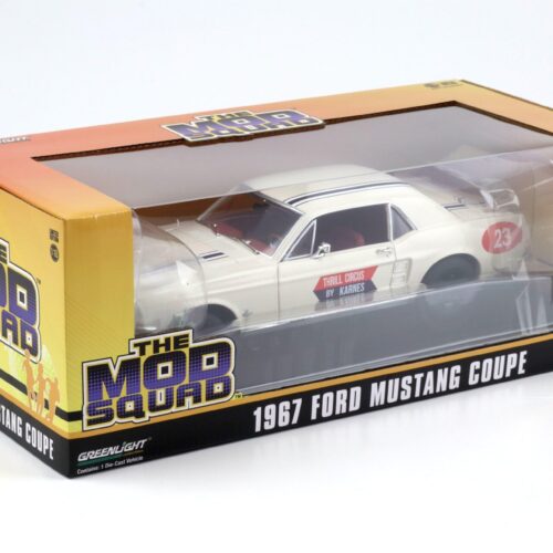 1:18 Greenlight 1967 Ford Mustang Coupe #23 THE MOD SQUAD Thrill Circus by Karnes