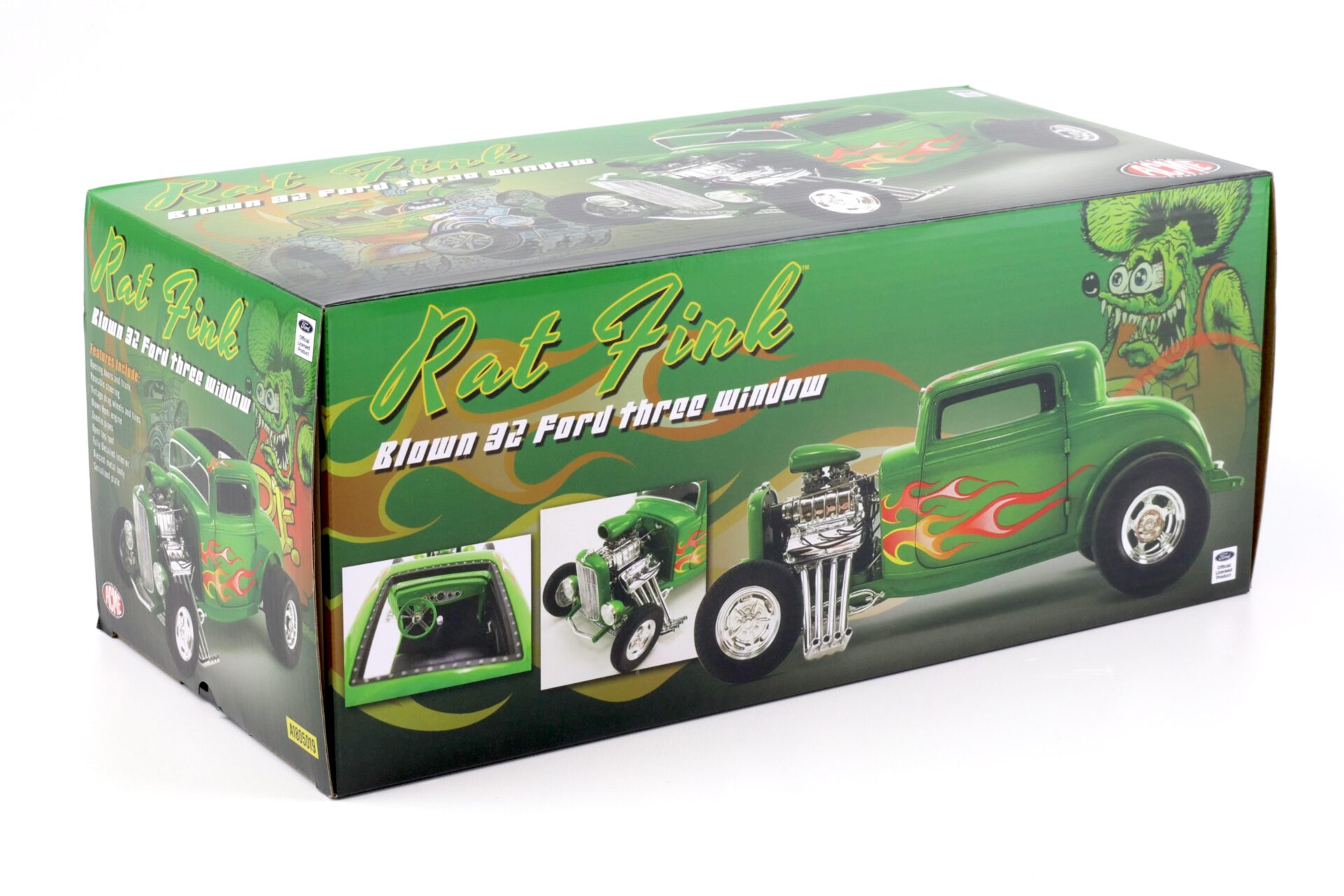 1:18 ACME 1932 Blown Ford Three Window Hot Rod RAT FINK green