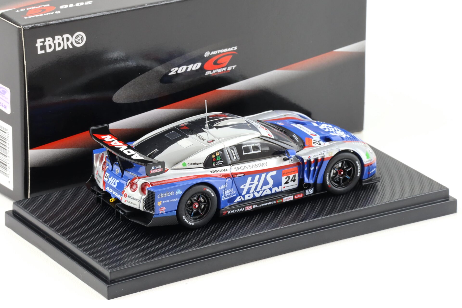 1:43 Ebbro Nissan GT-R Super GT500 HIS ADVAN KONDO 2010 Rd.4 Sepnag #24