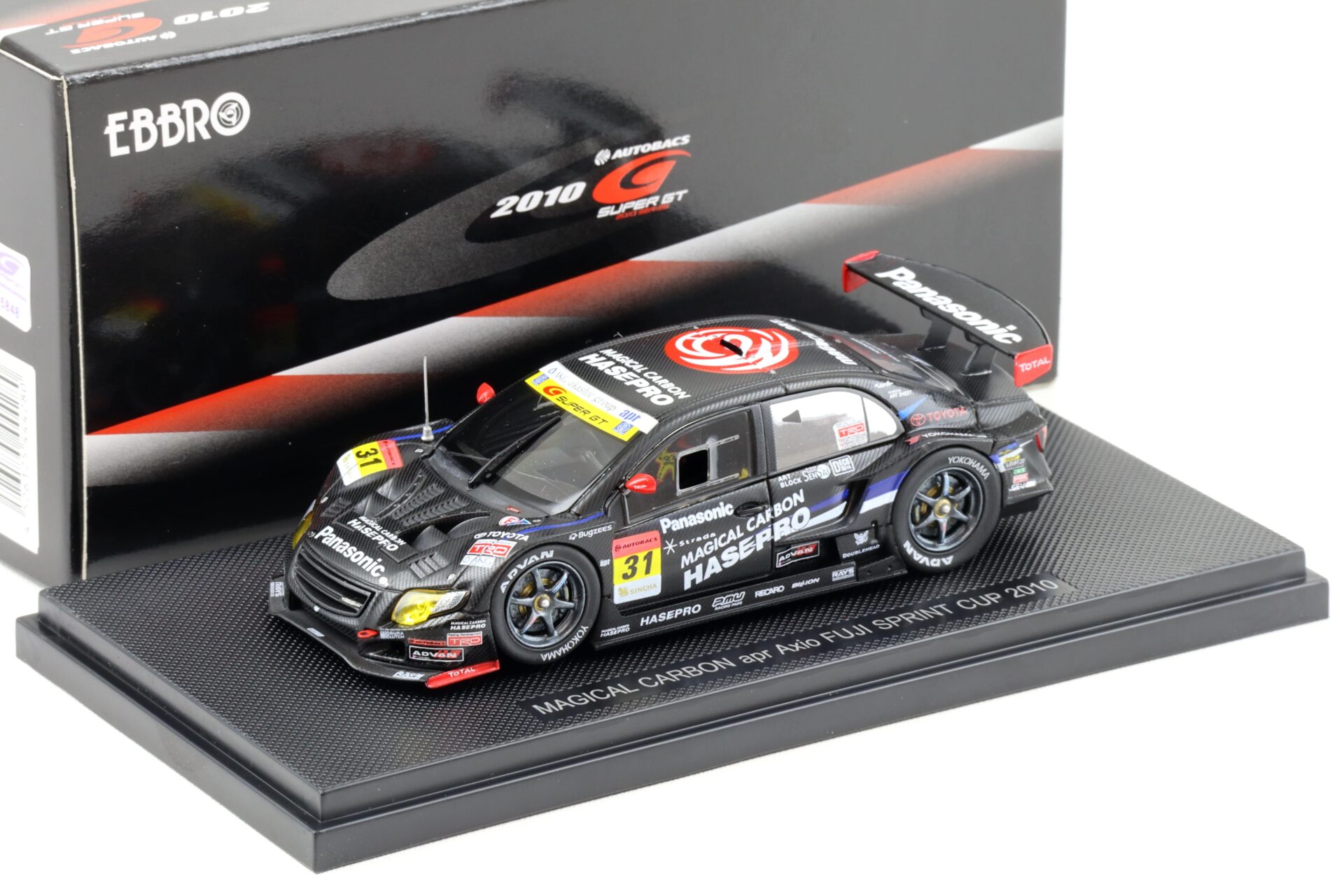 1:43 Ebbro Toyota Corolla MAGICAL CARBON apr Axio Fuji Sprint Cup 2010