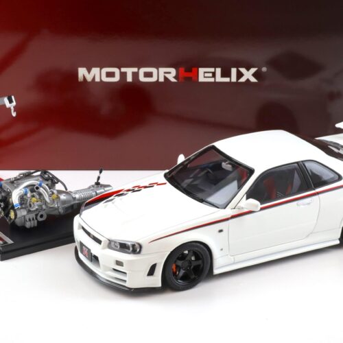 1:18 Motorhelix Nissan Skyline GT-R R34 Nismo CRS Livery white pearl M83427