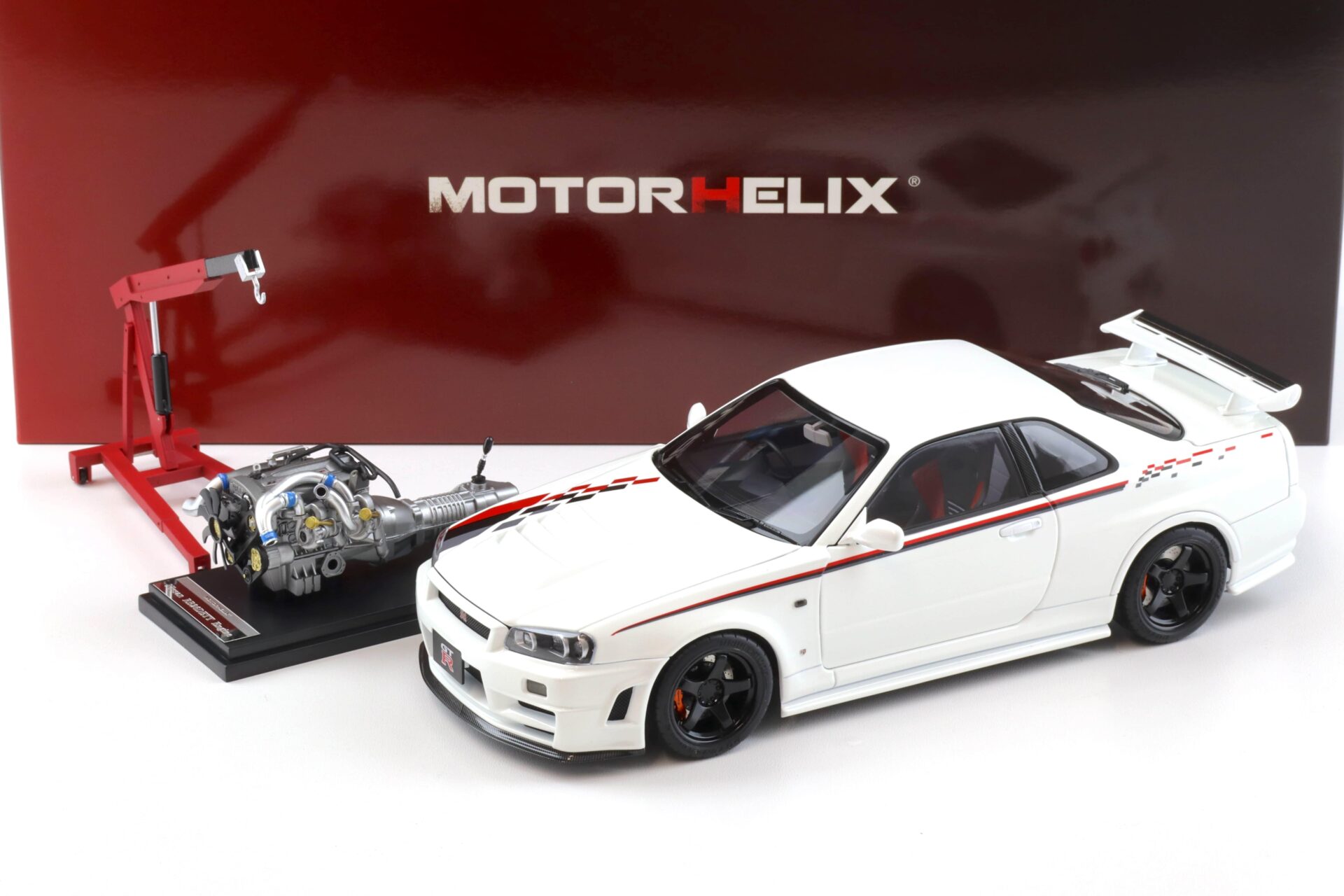 ID 94929 orig.jpg 1:18 Motorhelix Nissan Skyline GT-R R34 Nismo CRS Livery white pearl M83427