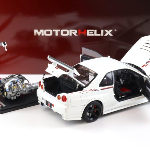 1:18 Motorhelix Nissan Skyline GT-R R34 Nismo CRS Livery white pearl M83427