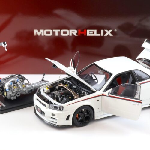 1:18 Motorhelix Nissan Skyline GT-R R34 Nismo CRS Livery white pearl M83427