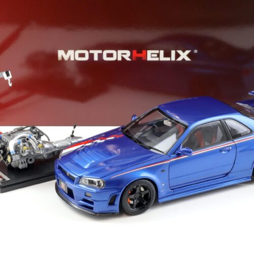 1:18 Motorhelix Nissan Skyline GT-R R34 Nismo CRS Livery Bayside blue M83428