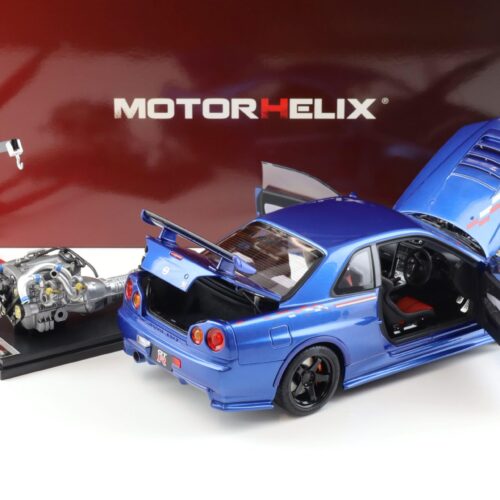 1:18 Motorhelix Nissan Skyline GT-R R34 Nismo CRS Livery Bayside blue M83428