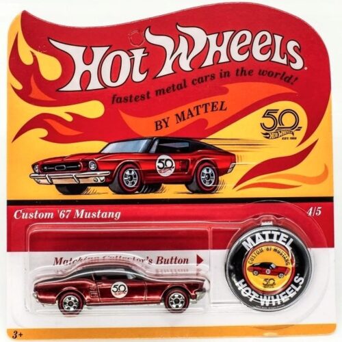 1:64 Hot Wheels 2018 Redline 50th Anniversary 1967 Custom Ford Mustang red