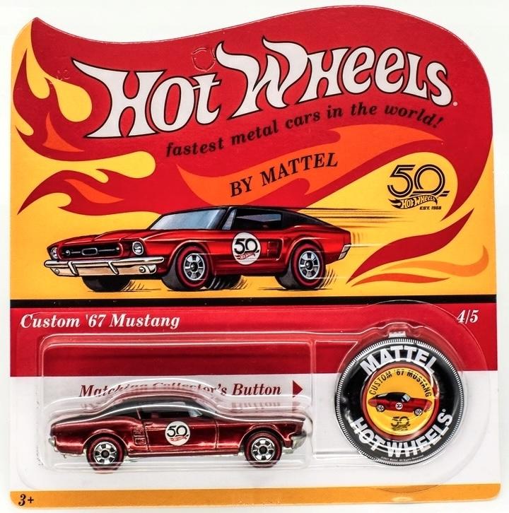 1:64 Hot Wheels 2018 Redline 50th Anniversary 1967 Custom Ford Mustang red