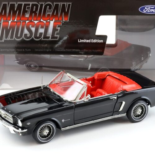 1:18 Auto World 1964 1/2 Ford Mustang Convertible black/ red interior