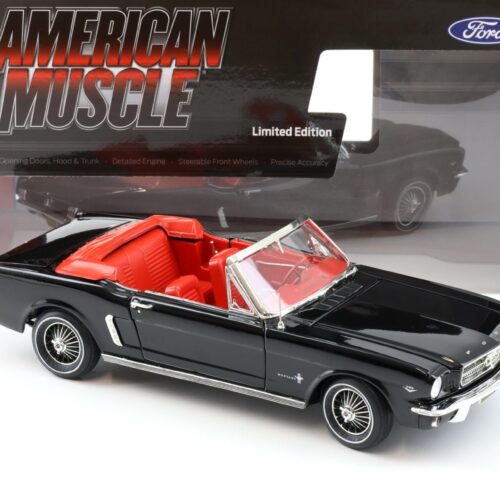 1:18 Auto World 1964 1/2 Ford Mustang Convertible black/ red interior