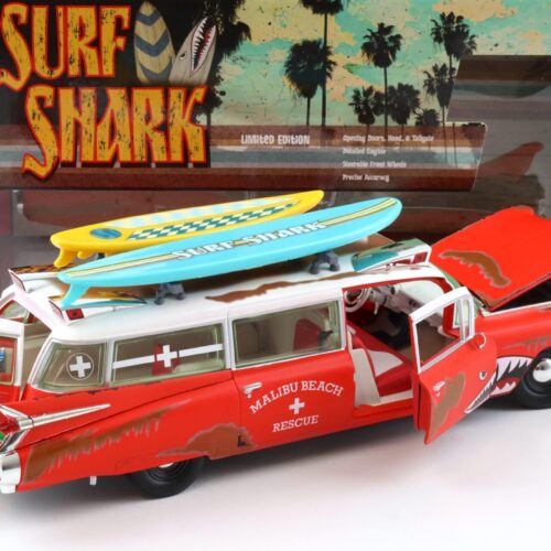 1:18 Auto World 1959 Cadillac Eldorado Ambulance SURF SHARK rusty red