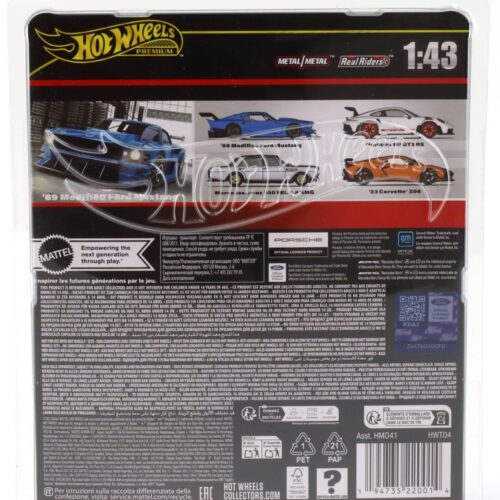 1:43 Hot Wheels Premium 2024 Real Riders 1969 Modified Ford Mustang blue