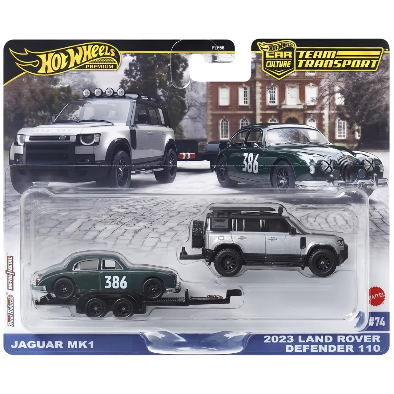 1:64 Hot Wheels Premium 2024 Team Transport JBM29 Jaguar MK1 + Land Rover Defender