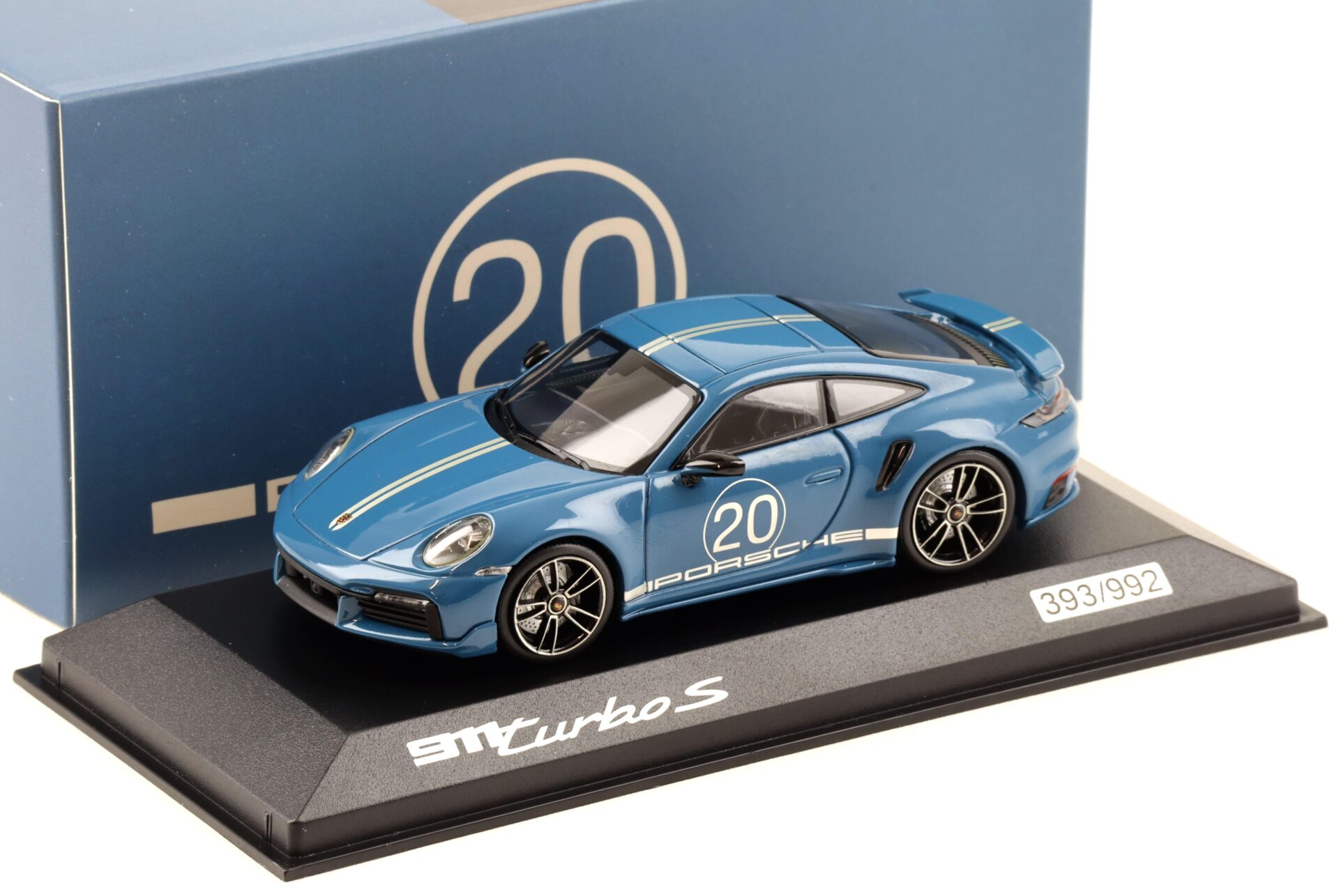 1:43 Minichamps Porsche 911 (992) Turbo S China 20th Anniversary Oslo blue WAP DEALER