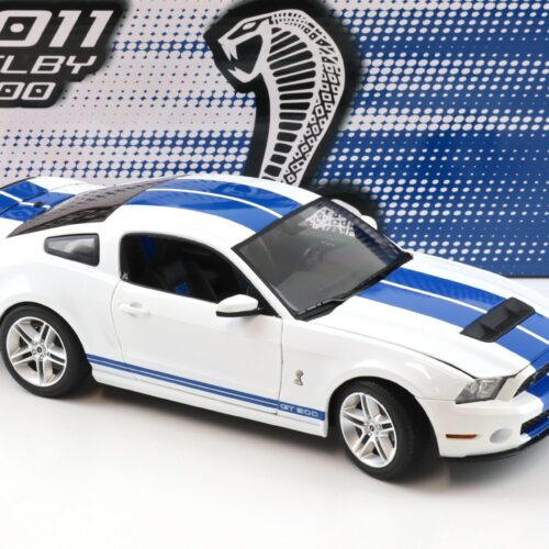 1:18 Greenlight 2011 Ford Mustang Shelby GT500 Coupe Performance white/ blue stripes