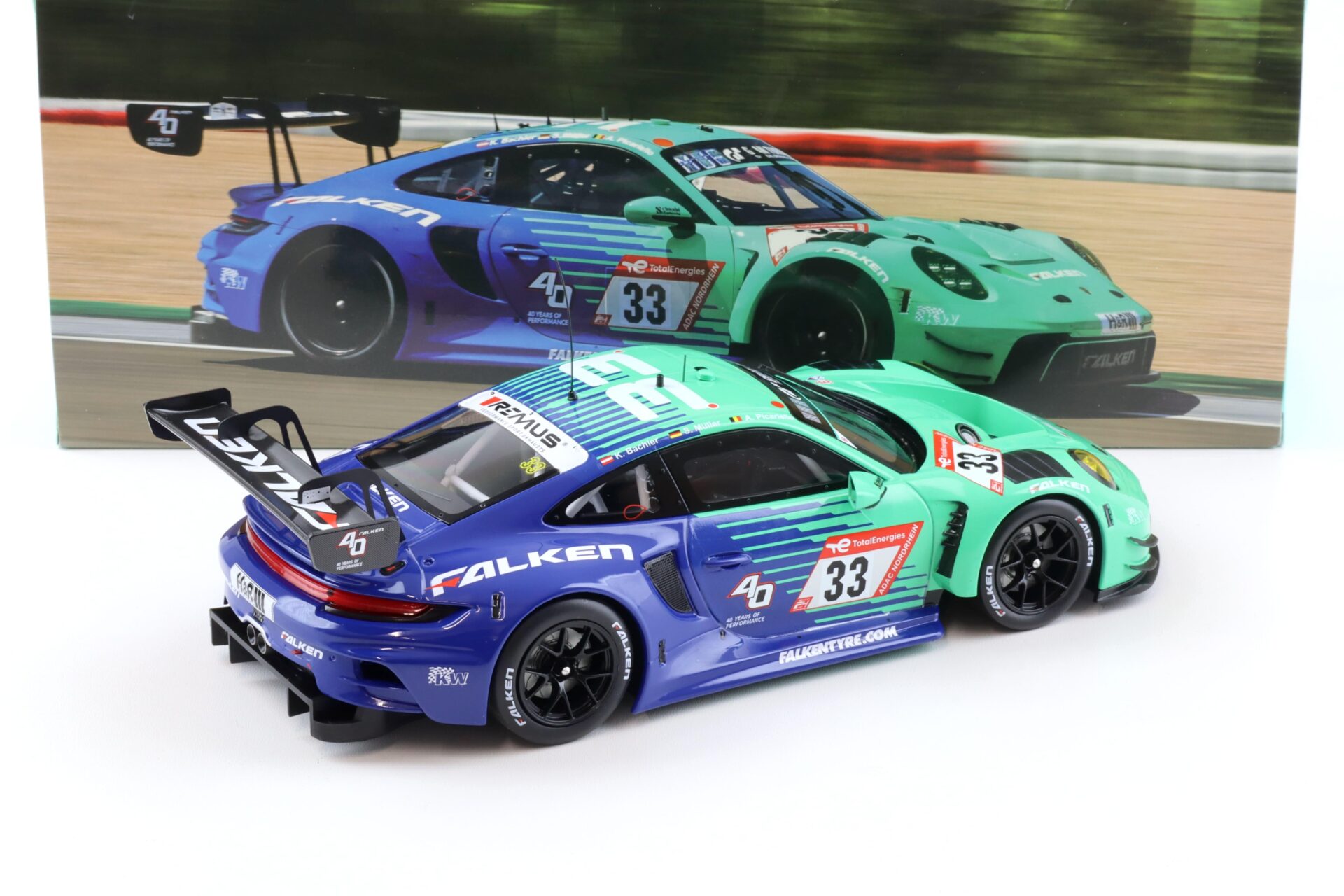 1:18 IXO Porsche 911 992 GT3 R 24h Nürburgring 2023 #33 FALKEN Bachler/ Müller