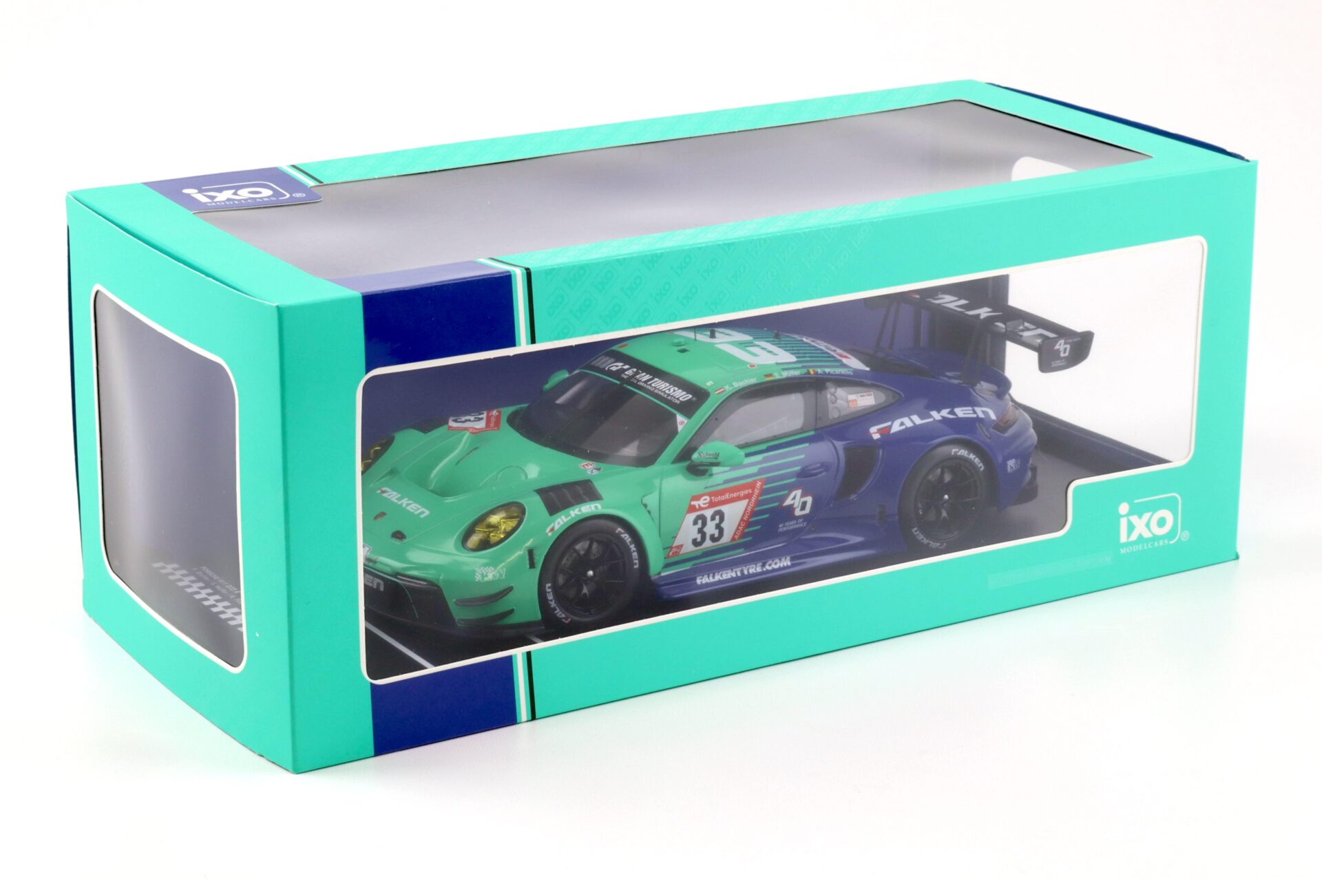 1:18 IXO Porsche 911 992 GT3 R 24h Nürburgring 2023 #33 FALKEN Bachler/ Müller