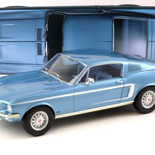 1:12 Norev Ford Mustang Fastback GT 1968 light blue metallic