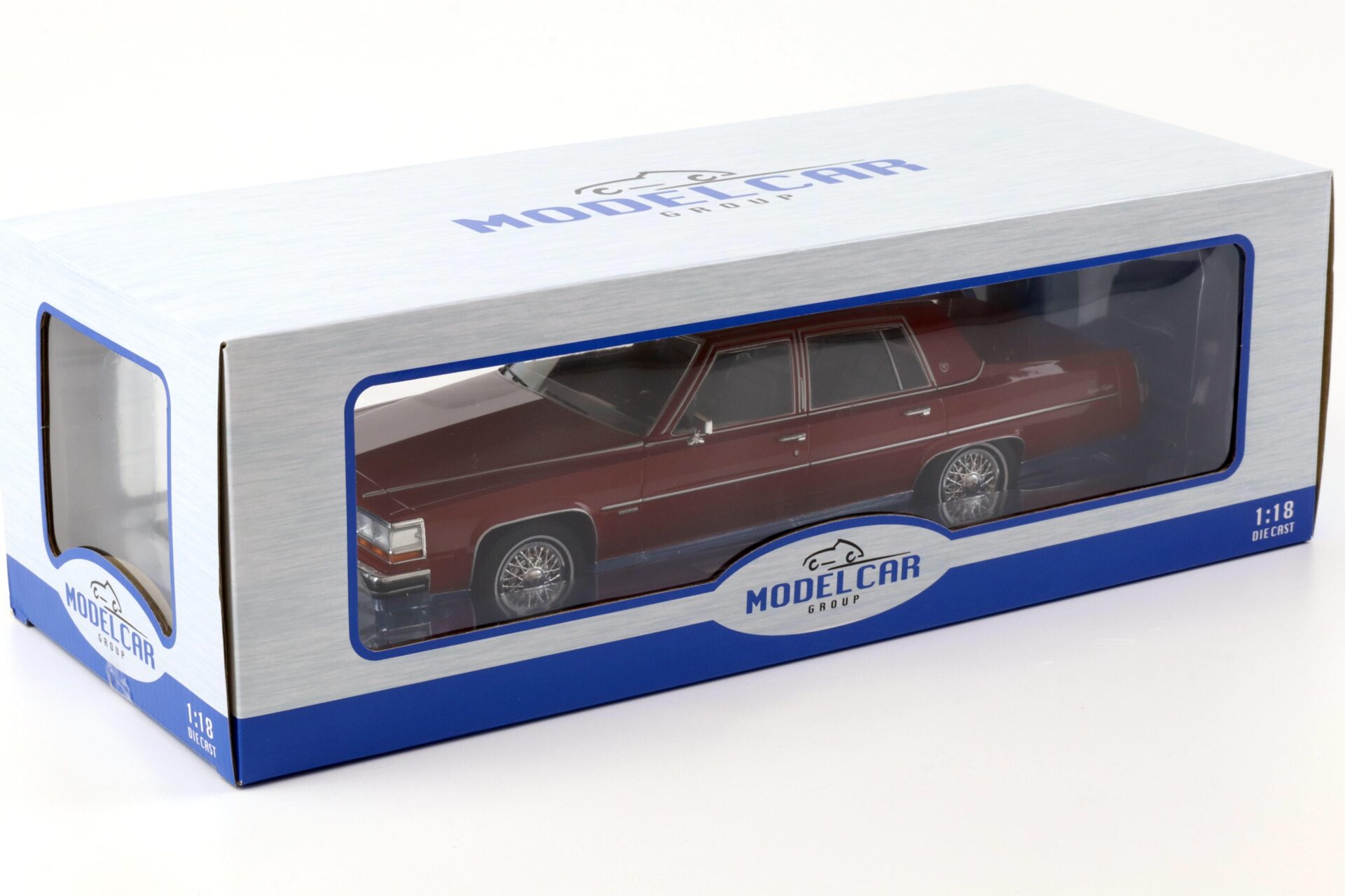 1:18 MCG 1982 Cadillac Fleetwood Brougham dark red metallic