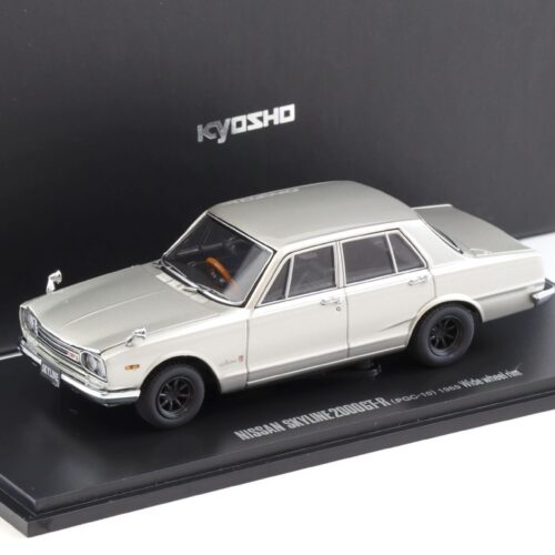 1:43 Kyosho Nissan Skyline 2000 GT-R 4 doors (1969) PGC10 wide wheel silver