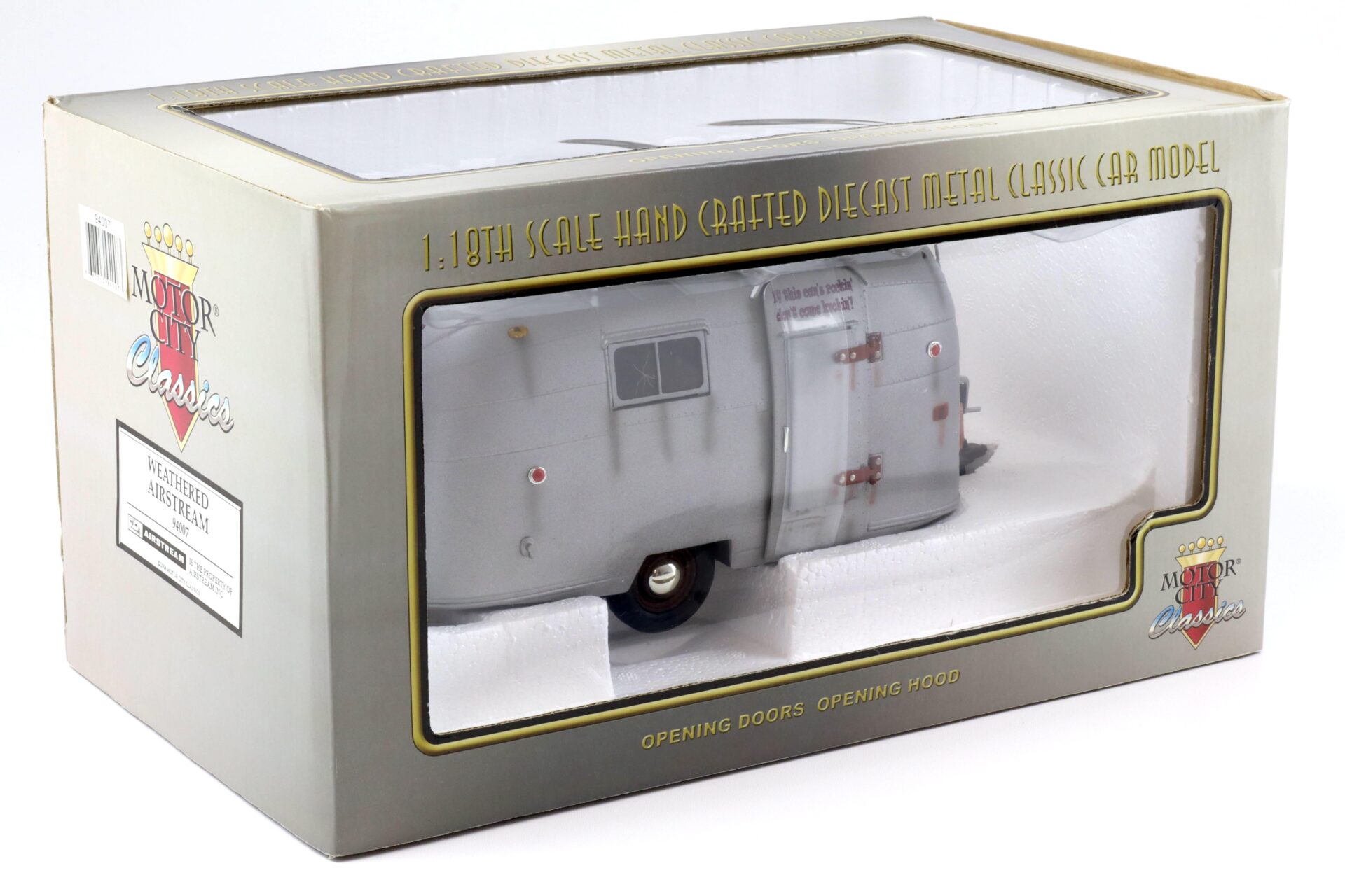 1:18 Motor City Classics Weathered AIRSTREAM Trailer Camper Wohnwagen silver 94007