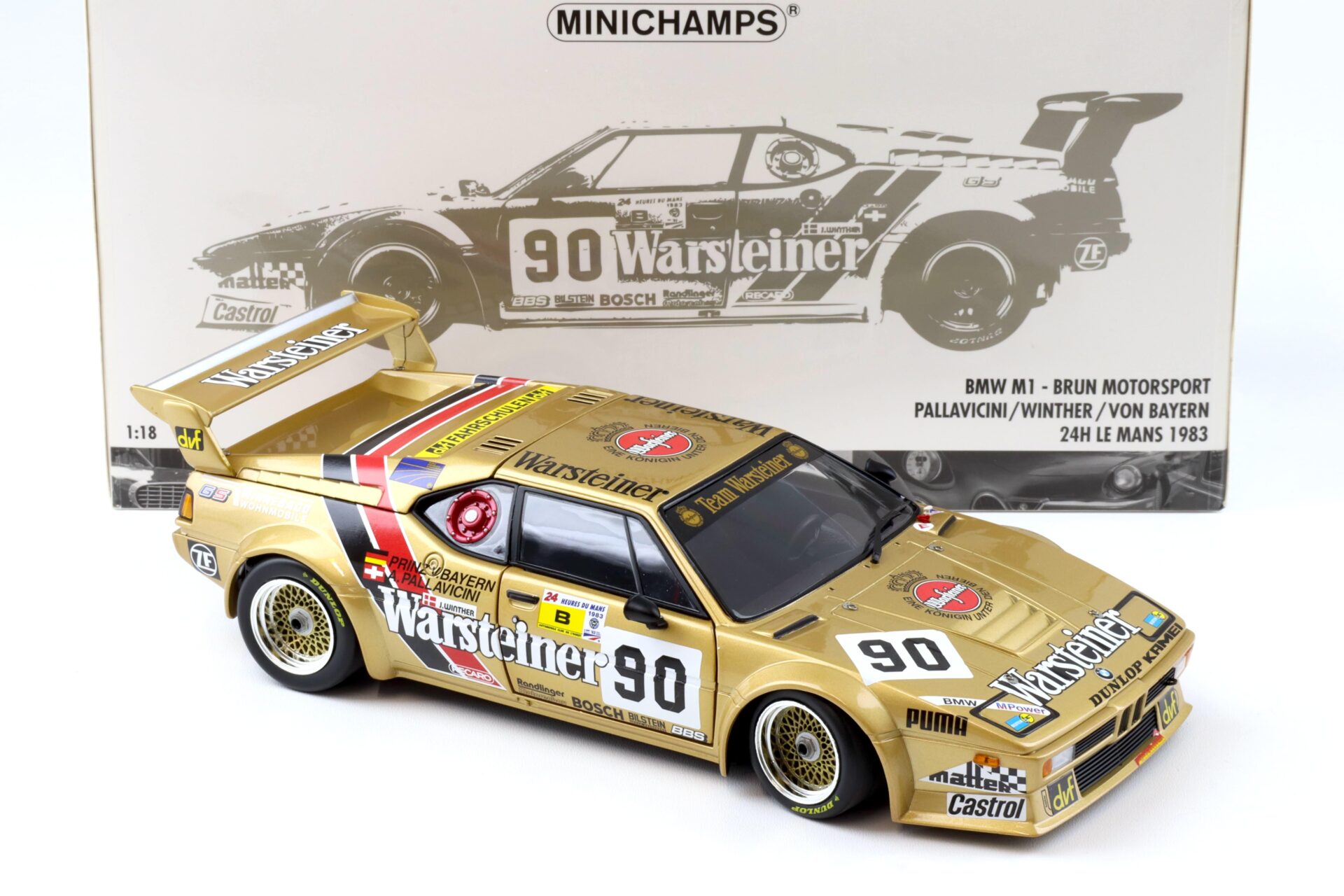1:18 Minichamps BMW M1 Brun Motorsport #90 Warsteiner 24h Le Mans 1983 Pallavicini