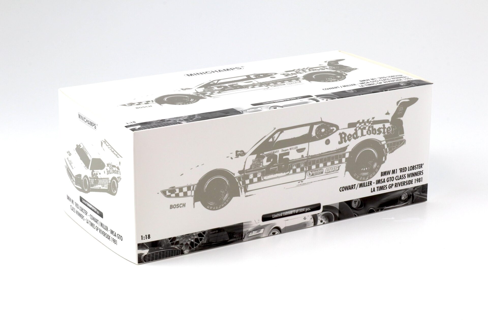 1:18 Minichamps BMW M1 Red Lobster Miller/ Cowart LA Times GP Riverside 1981