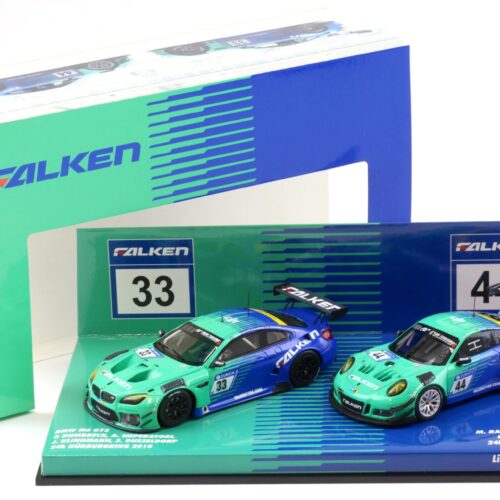1:43 Minichamps 2-Car Set BMW M6 GT3 #33 & Porsche 911 GT3 R #44 Falken 2018 Nürburgring