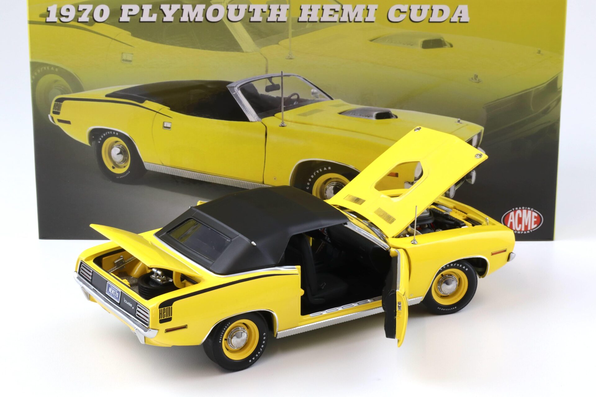 1:18 ACME 1970 Plymouth Hemi Cuda Convertible yellow/ black