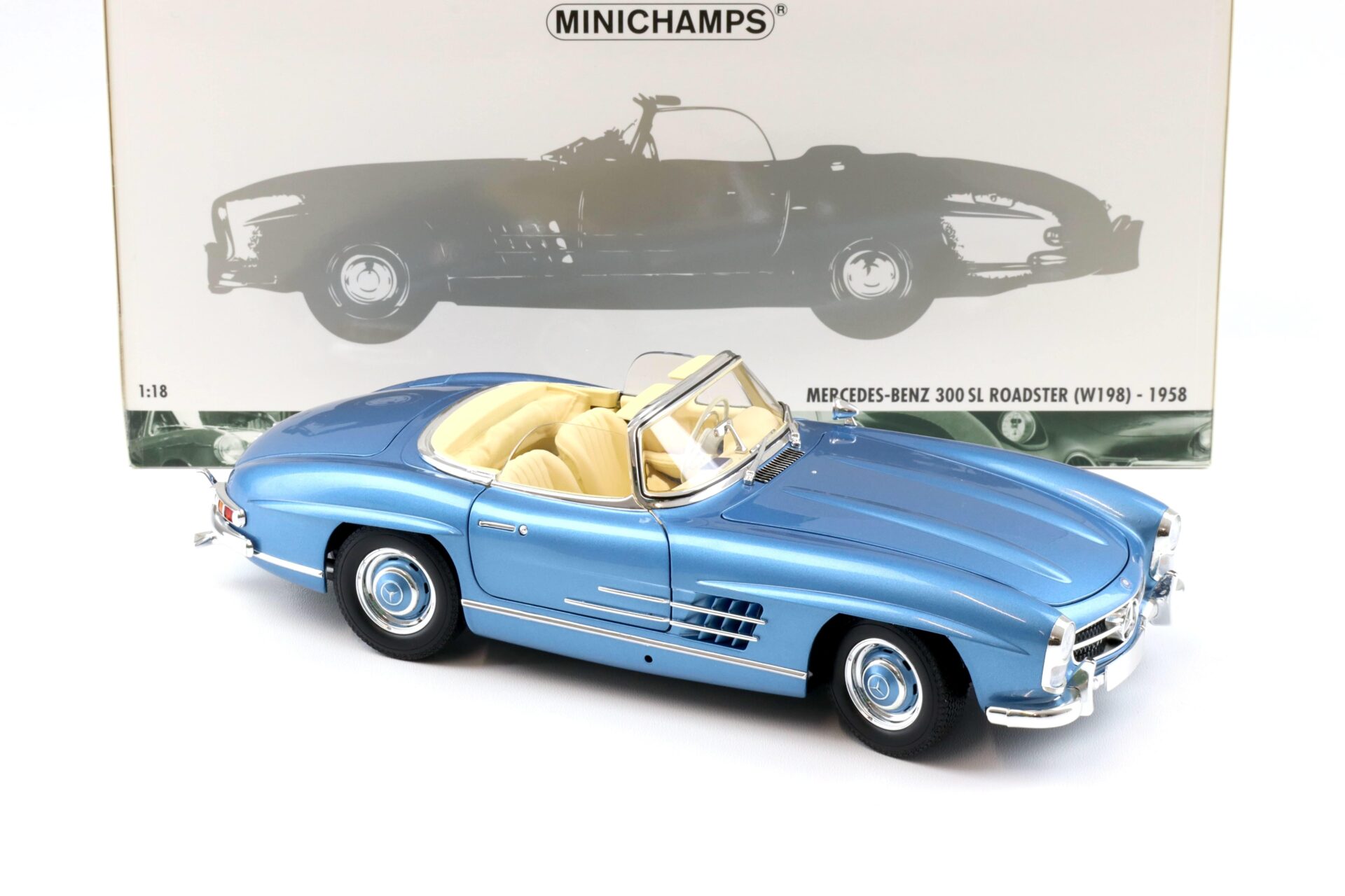 1:18 Minichamps Mercedes 300SL Roadster (W198) metallic blue with Hardtop 1958
