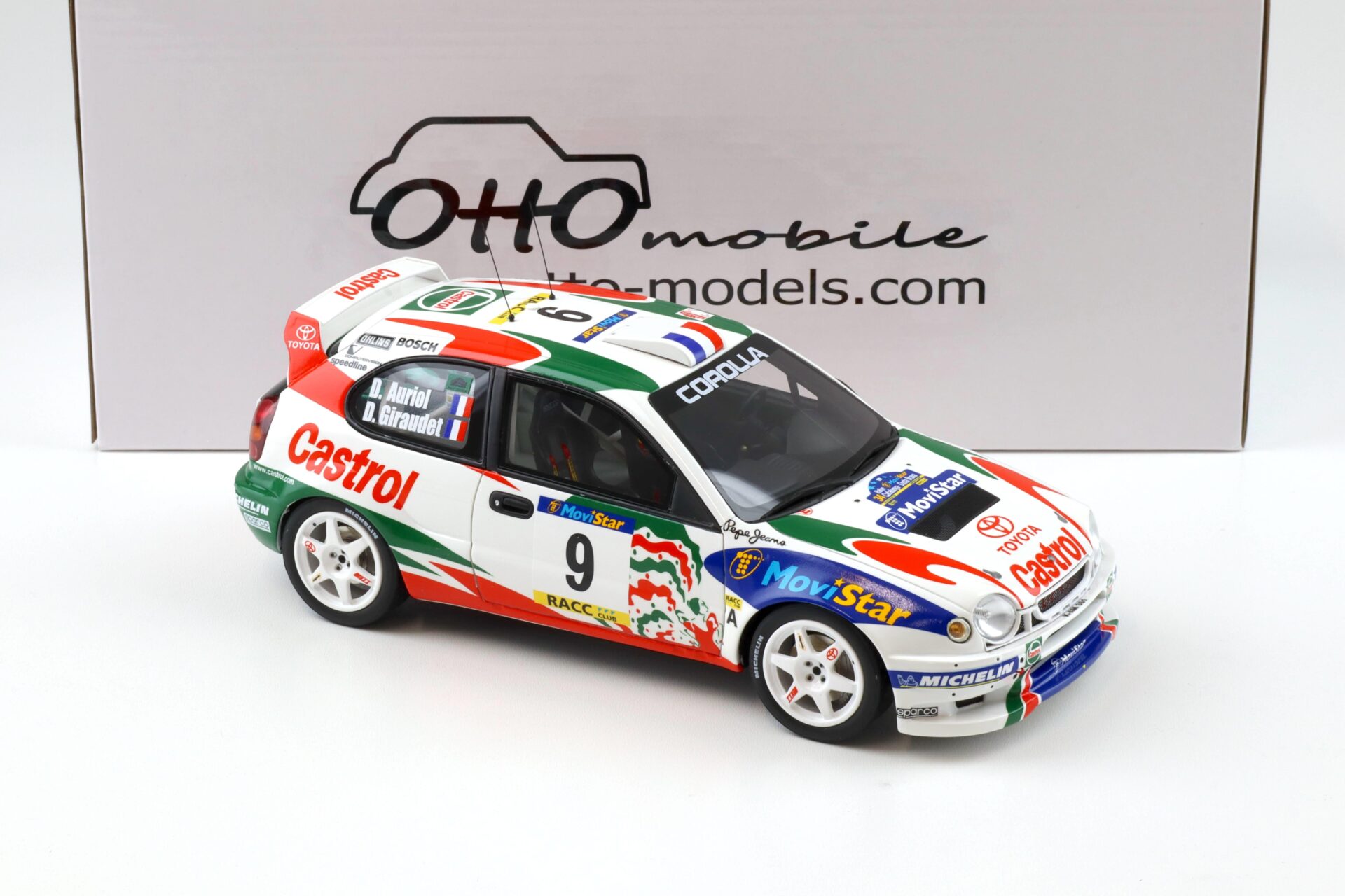 1:18 OTTO mobile OT1102 Toyota Corolla WRC Rallye Catalunya 1998 D.Auriol #9