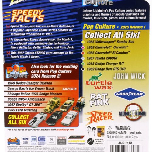 1:64 Johnny Lightning Pop Culture 1967 Toyota 2000GT Speed Racer #5 white