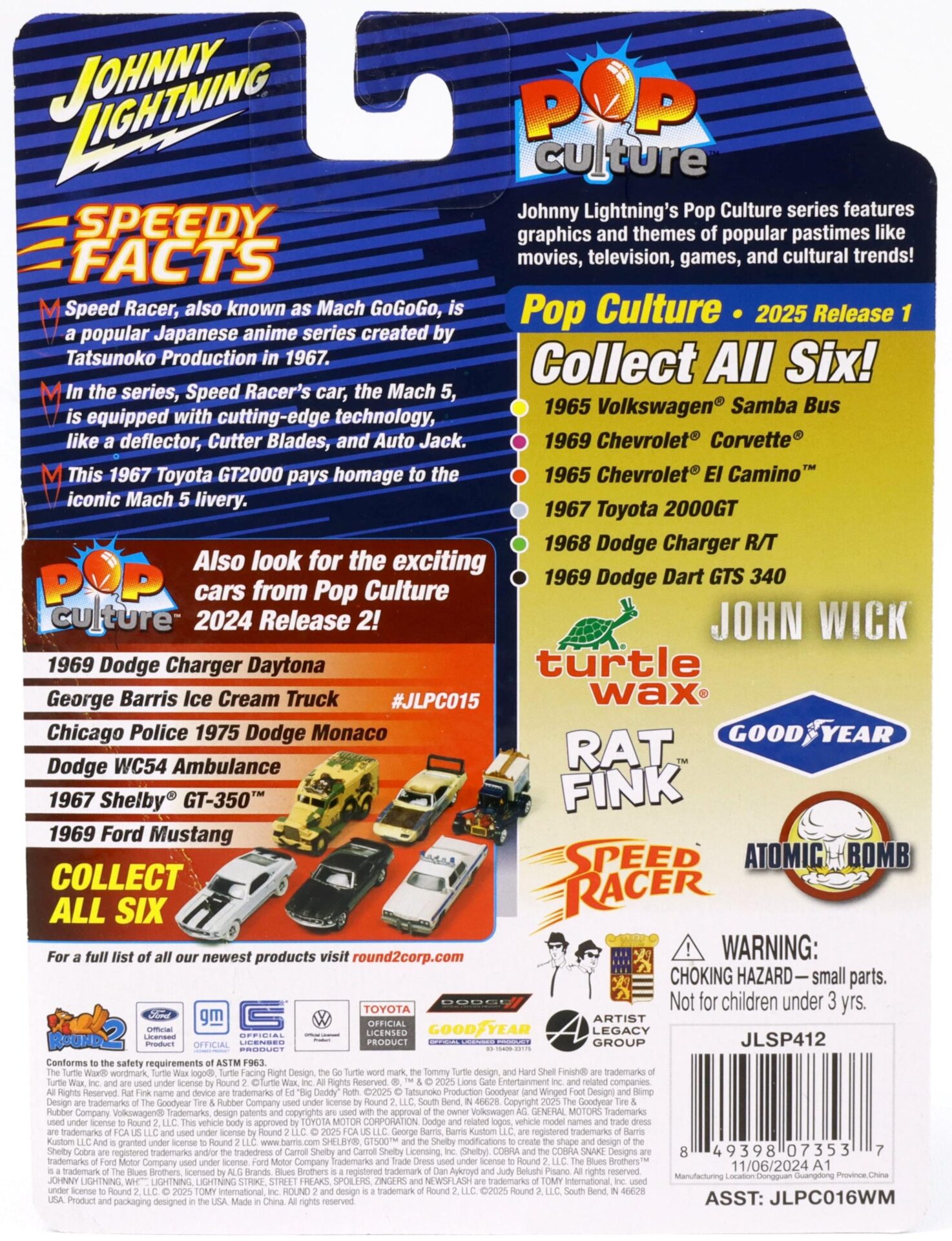 1:64 Johnny Lightning Pop Culture 1967 Toyota 2000GT Speed Racer #5 white