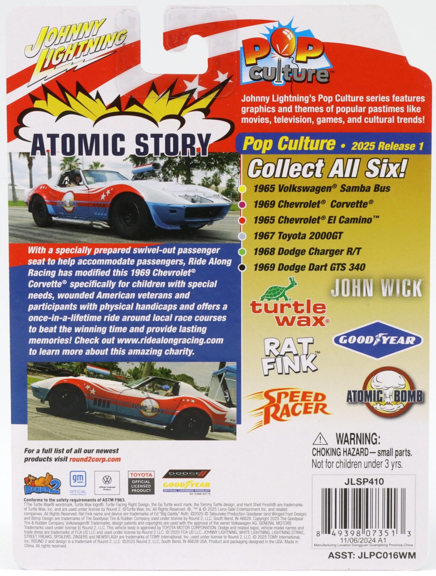 1:64 Johnny Lightning Pop Culture 1969 Chevrolet Corvette Atomic Bomb white/red/blue