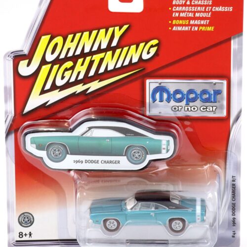 1:64 Johnny Lightning #41 MOPAR 1969 Dodge Charger R/T blue metallic/ black
