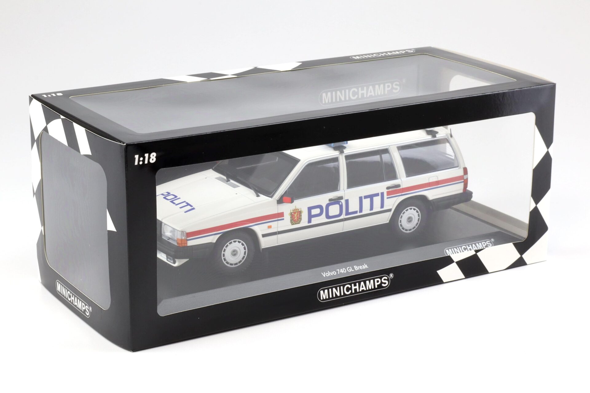 1:18 Minichamps Volvo 740 GL Break 1986 Politi Norway Polizei Police white