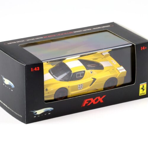 1:43 Hot Wheels Elite Ferrari FXX #22 yellow/ white stripe N5612
