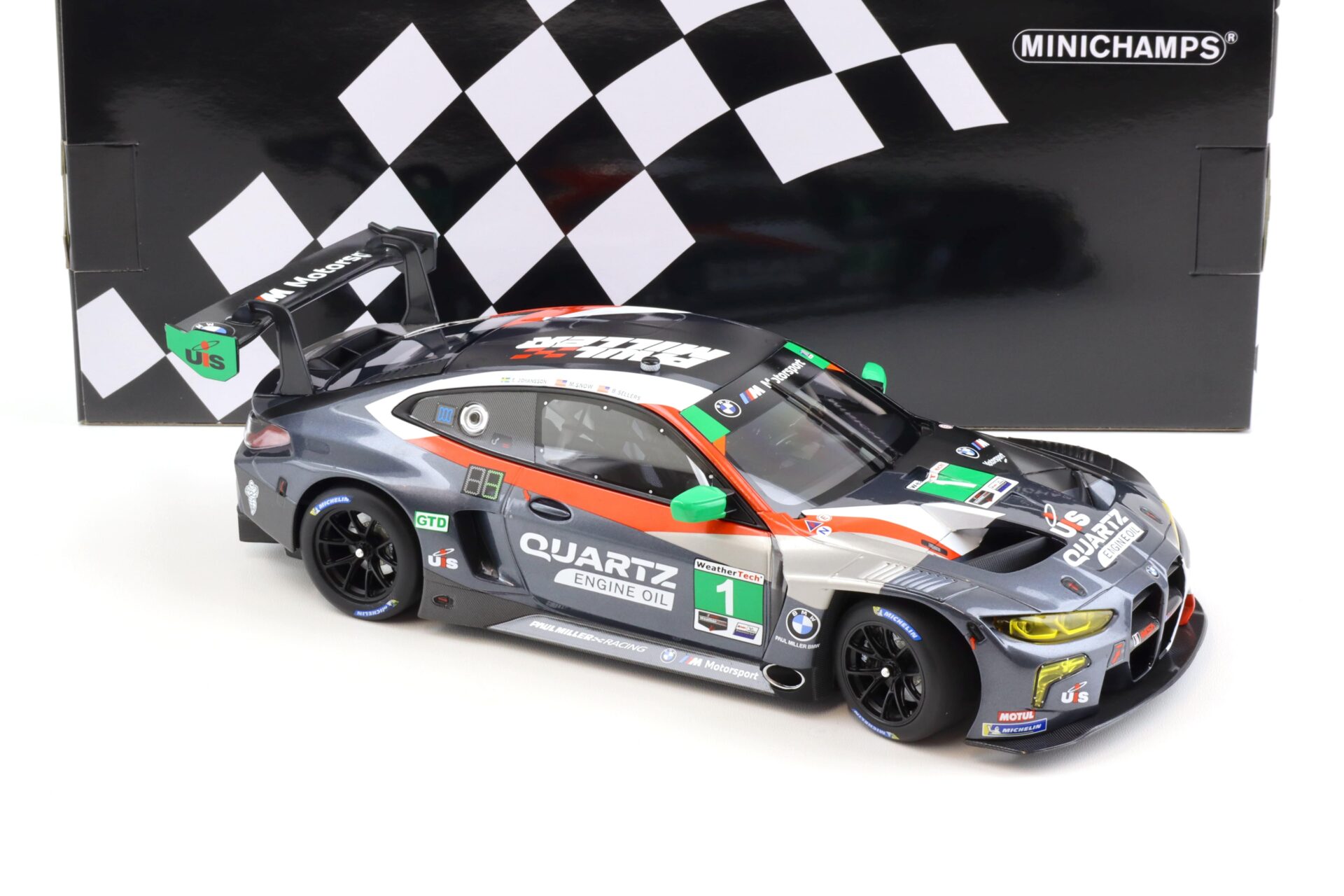 1:18 Minichamps BMW M4 GT3 GTD Paul Miller Racing 12h Sebring IMSA 2022 #1 Sellers