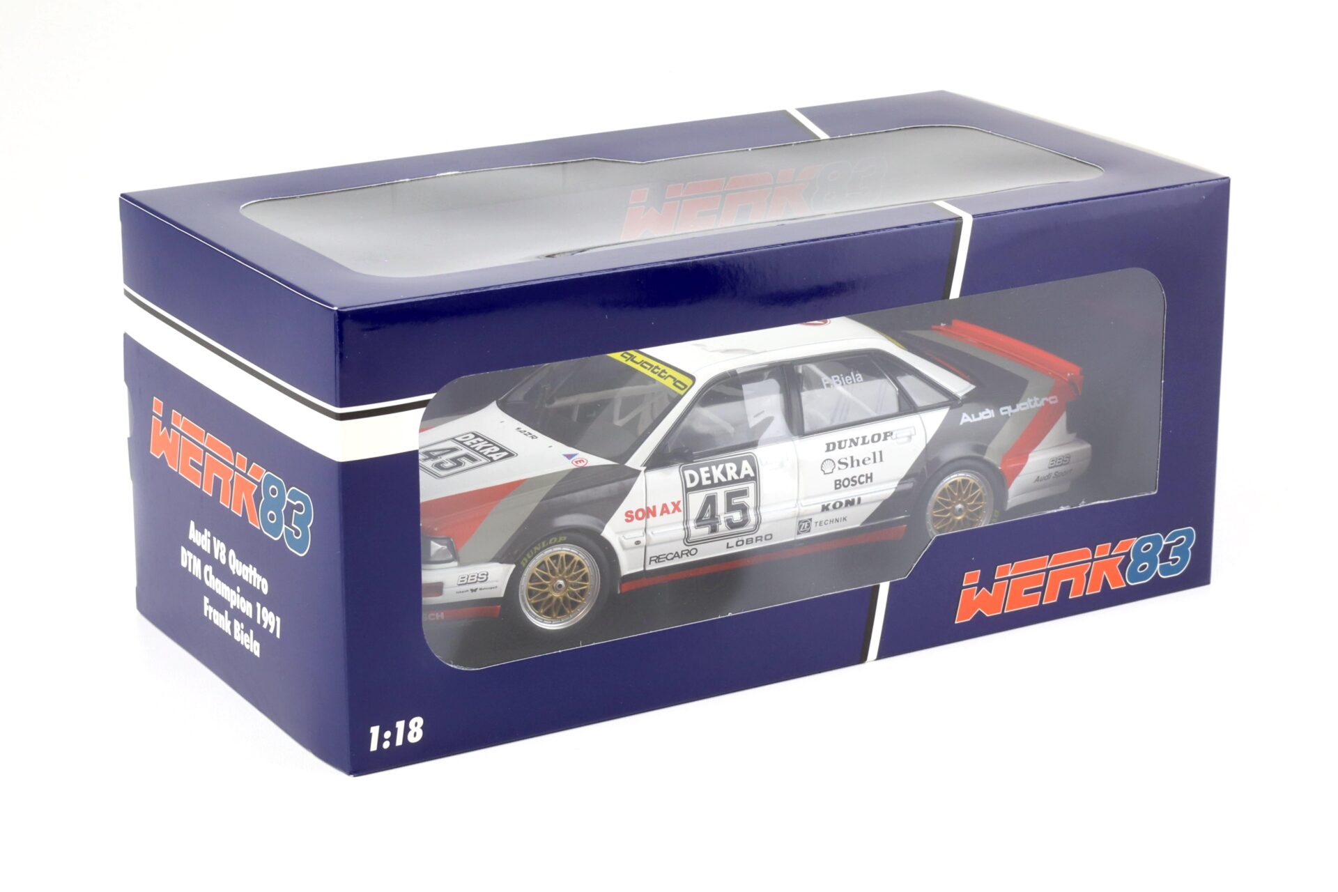1:18 WERK83 Audi V8 Quattro DTM Champion 1991 #45 Frank Biela white