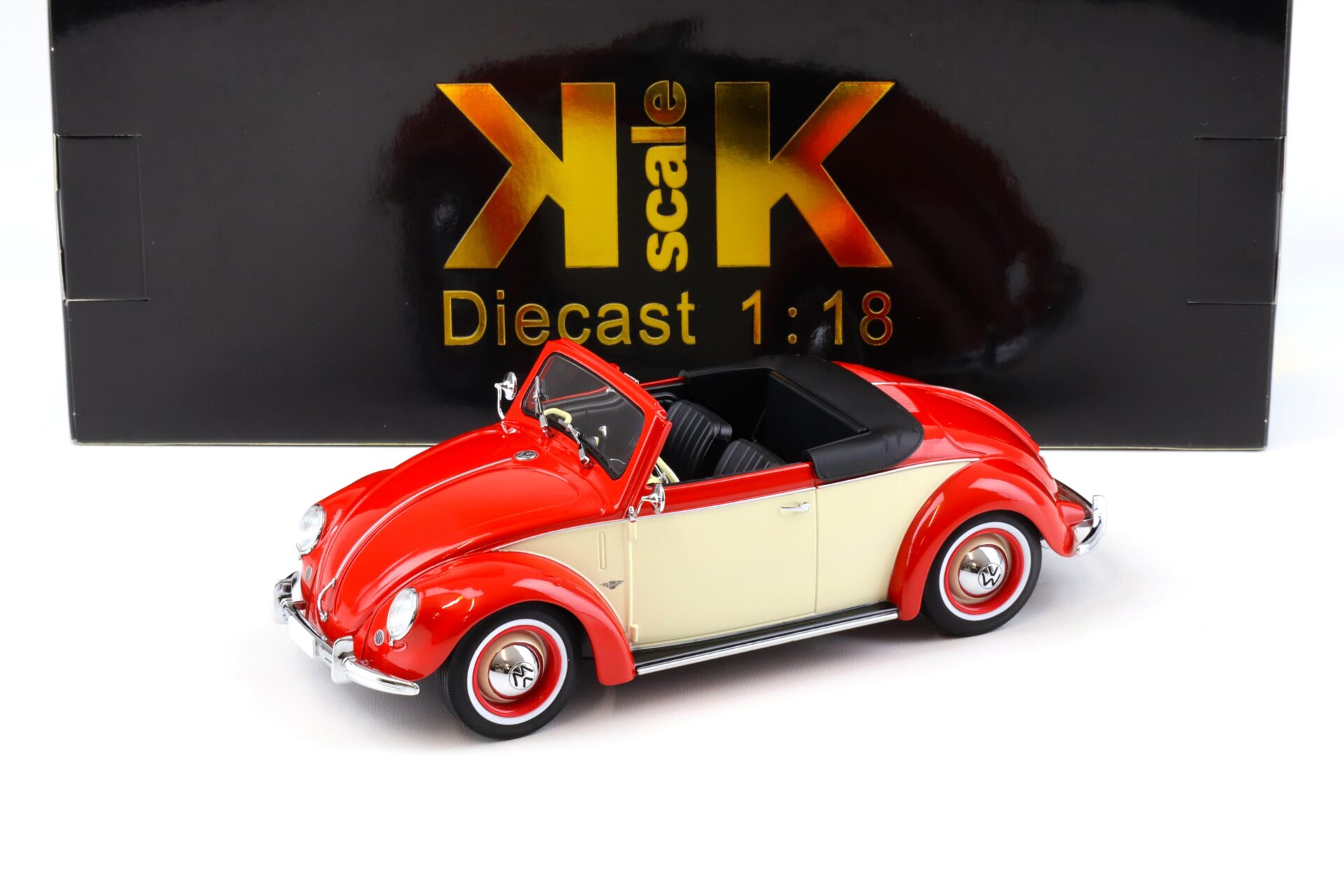 1:18 KK-Scale VW 1200 Hebmüller Cabriolet Käfer 1949 red/ cream