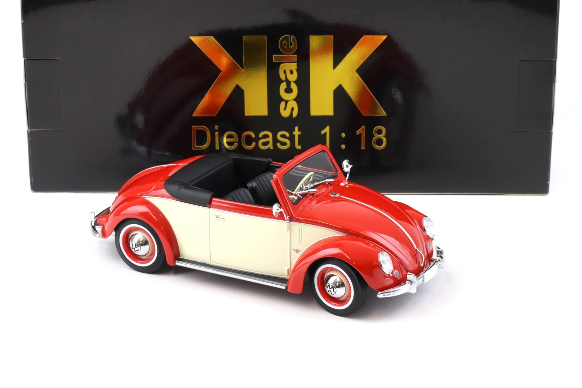 1:18 KK-Scale VW 1200 Hebmüller Cabriolet Käfer 1949 red/ cream