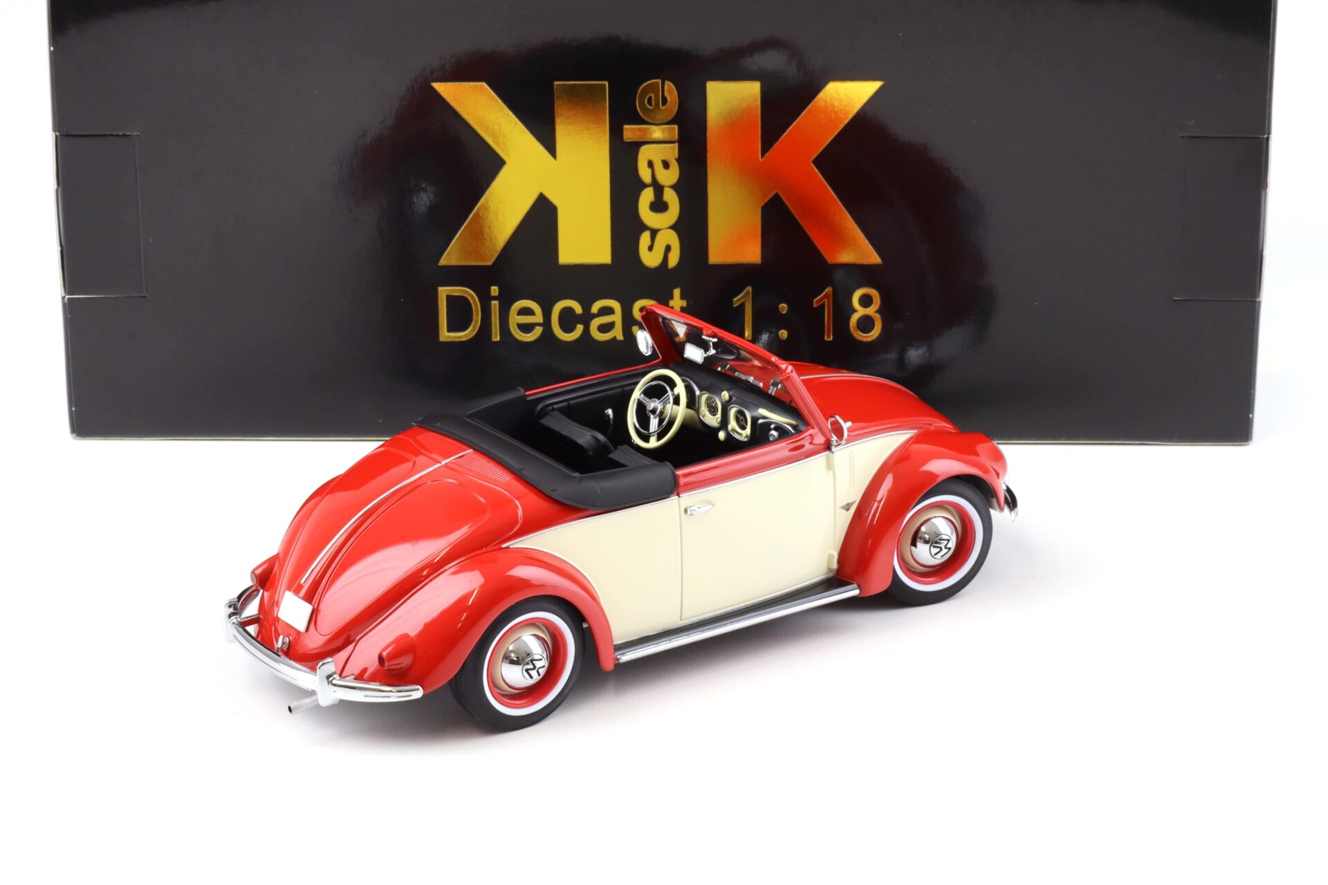 1:18 KK-Scale VW 1200 Hebmüller Cabriolet Käfer 1949 red/ cream