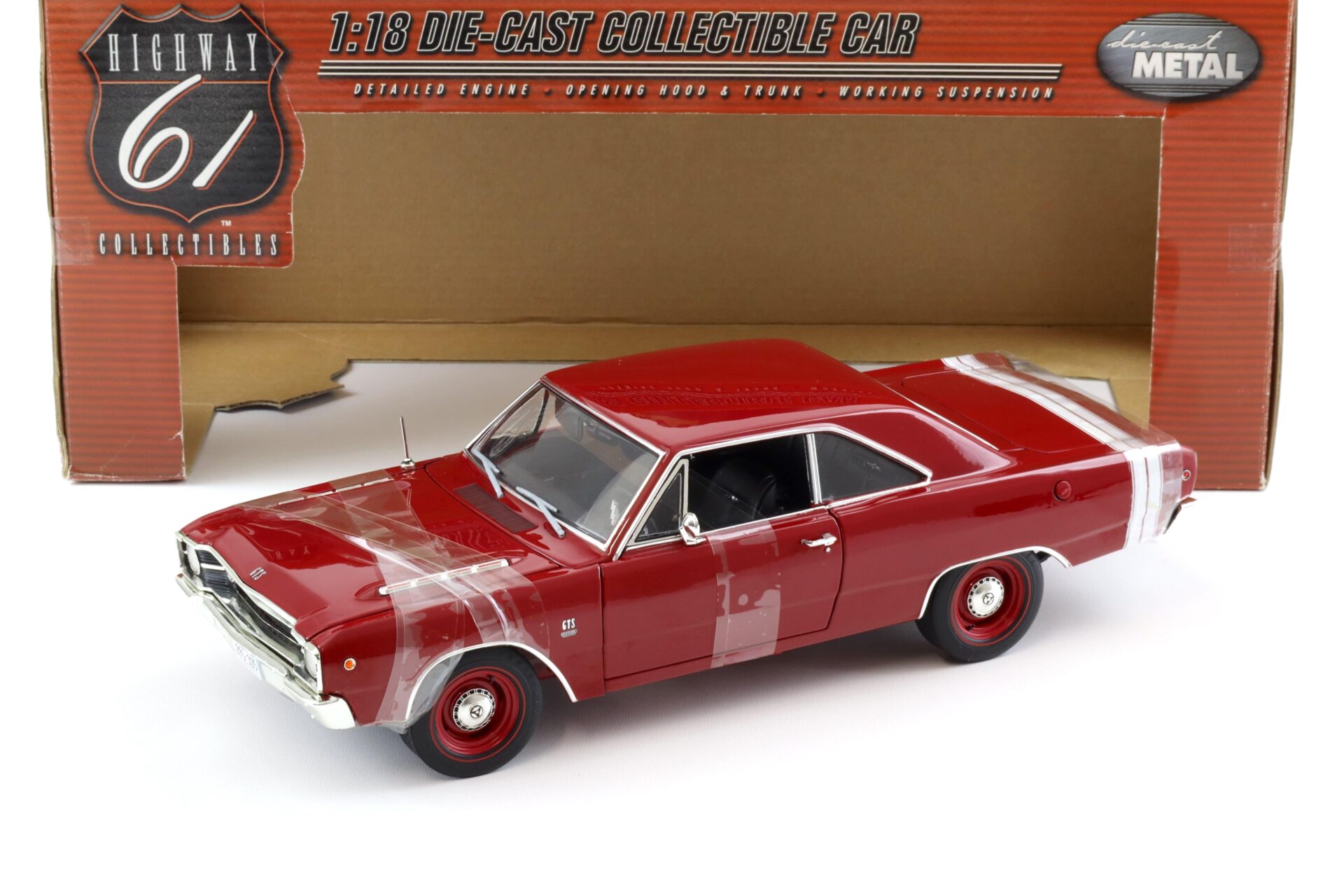 1:18 Highway61 Dodge Dart GT Sport GTS 383 Four Barrel 1968 dark red/ white